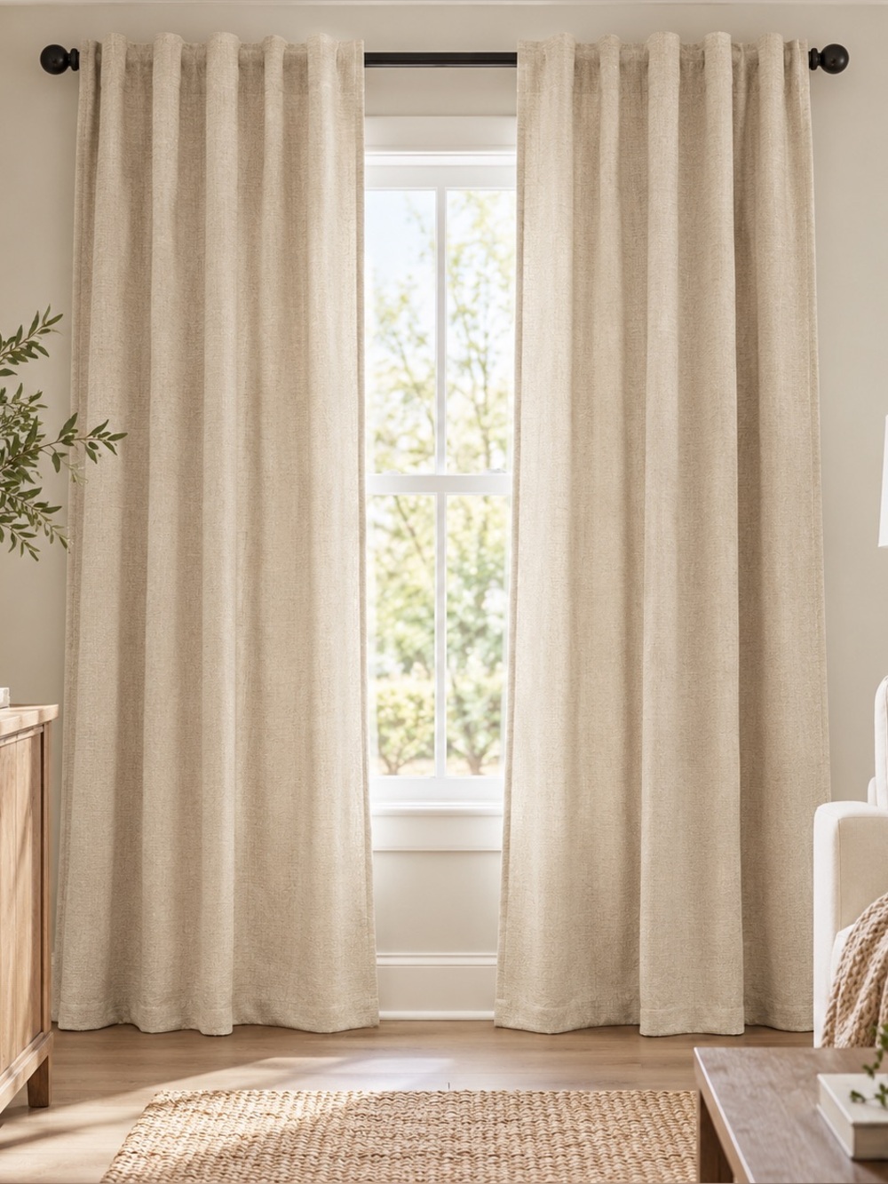 Threshold Aruba Blackout Curtains 84" Natural Linen Look Window Panels Pair